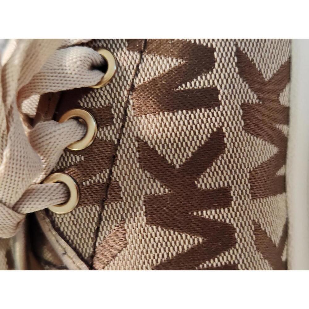 Michael Kors Keaton‎ Logo Lace-Up Sneakers | Gold MK Monogram | Women's Size 6 - Picture 7 of 9